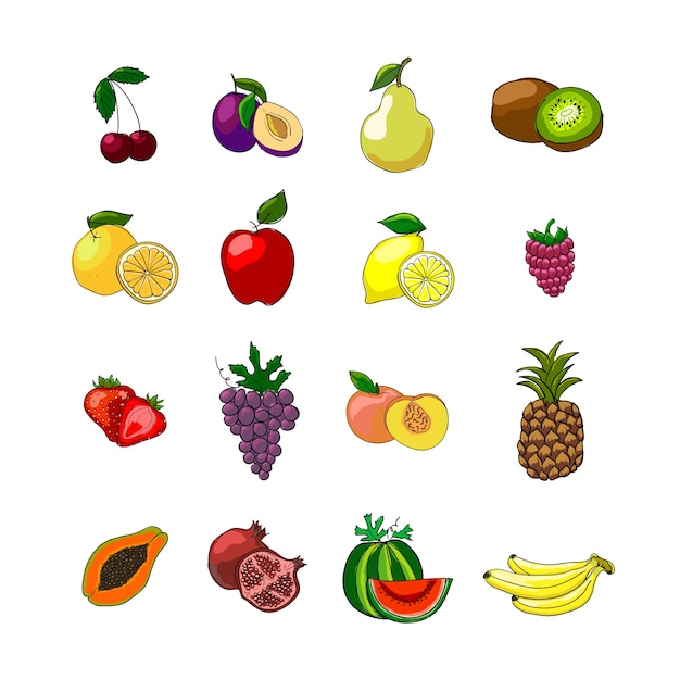 Free vector fruits icons set