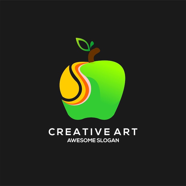 Бесплатное векторное изображение Фрукты логотип красочный градиентный дизайн