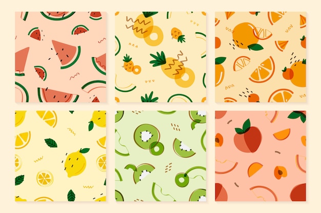 Free vector fruits memphis style pattern