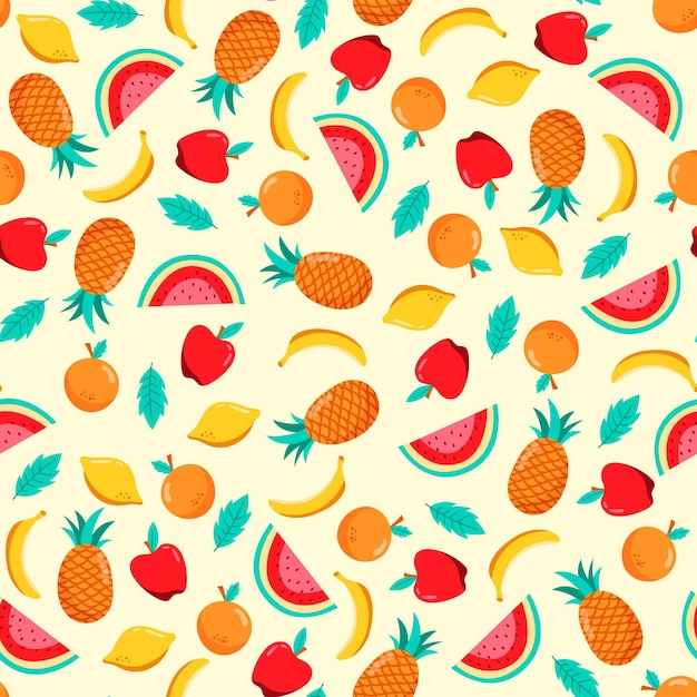 Free vector fruits pattern collection concept