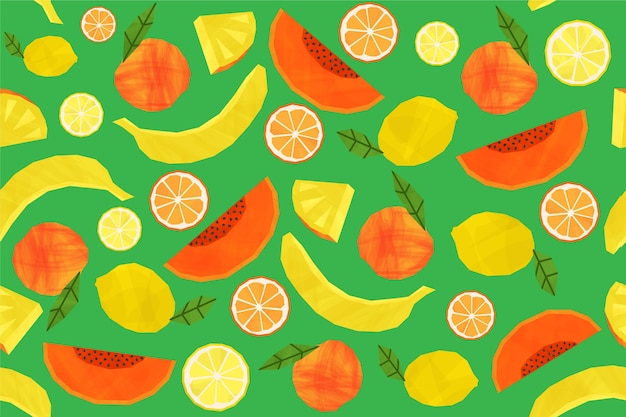 Free vector fruits pattern collection concept