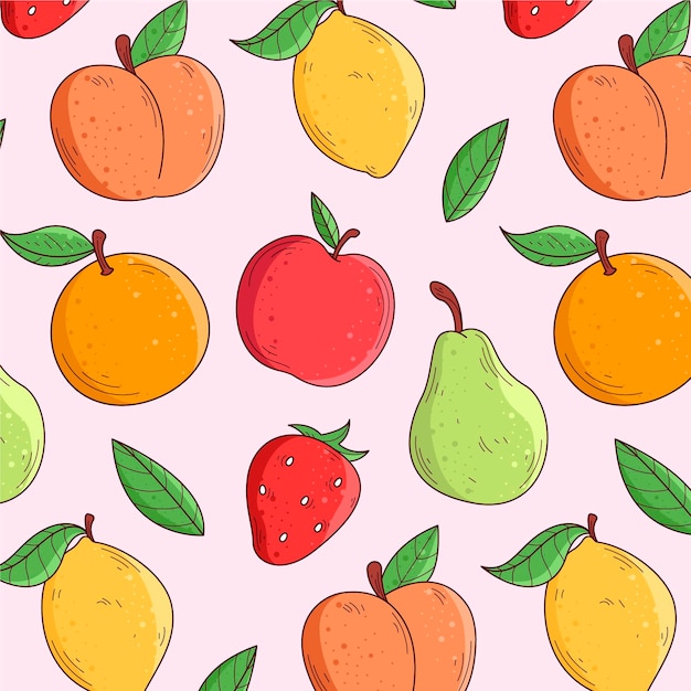 Free vector fruits pattern collection concept