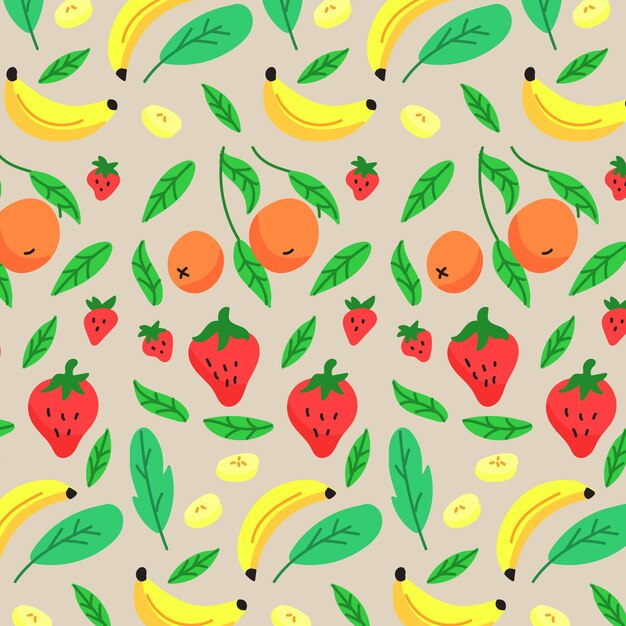 Free vector fruits pattern collection concept