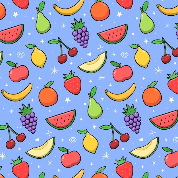 Free vector fruits pattern collection concept