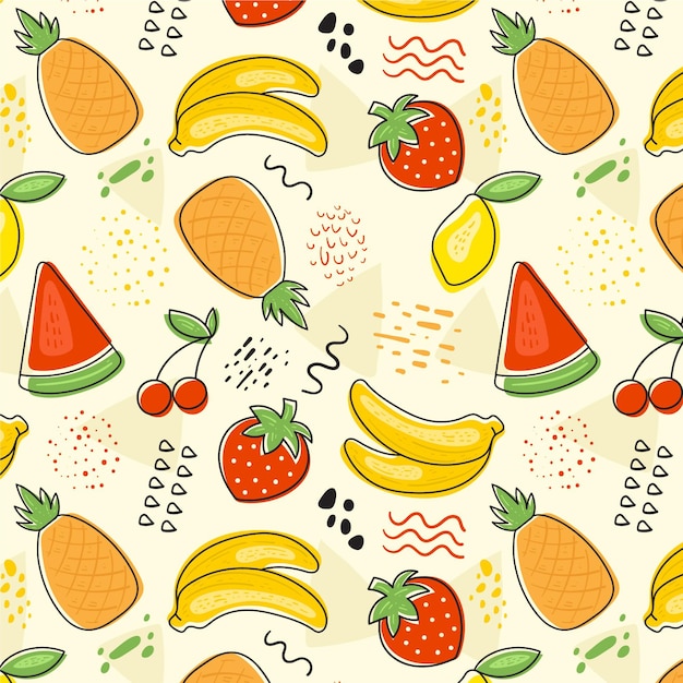 Fruits pattern colorful set theme