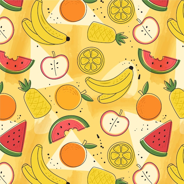 Free vector fruits pattern colorful set