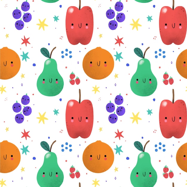 Free vector fruits pattern with apples