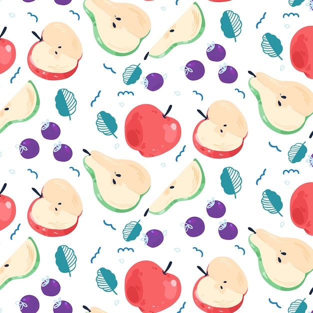 배와 사과 과일 패턴