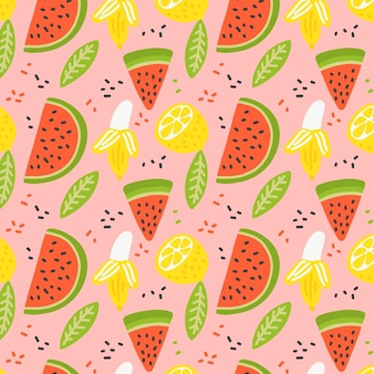 Fruits pattern with watermelon slices