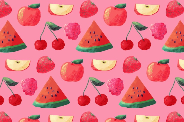 Free vector fruits pattern with watermelons