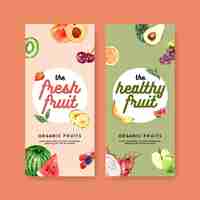 Free vector fruits-themed flyer in pastel color, watermelon and kiwi for various artworks.