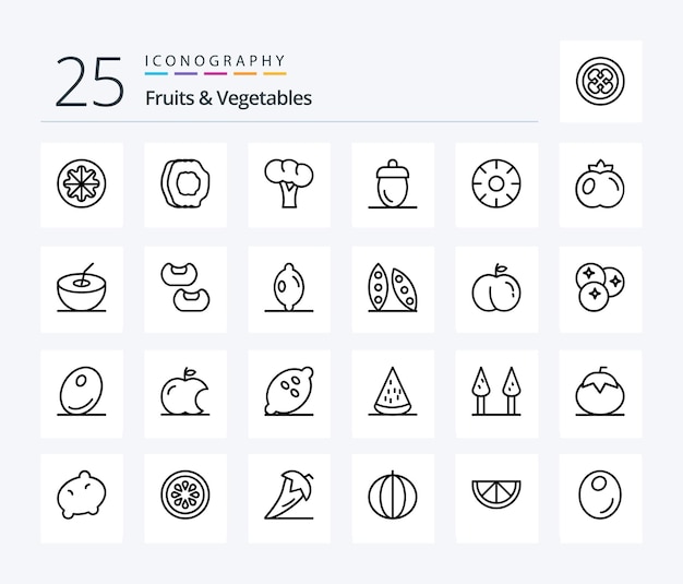 果物農家果物どんぐりオーガニックを含む果物野菜25ラインアイコンパック