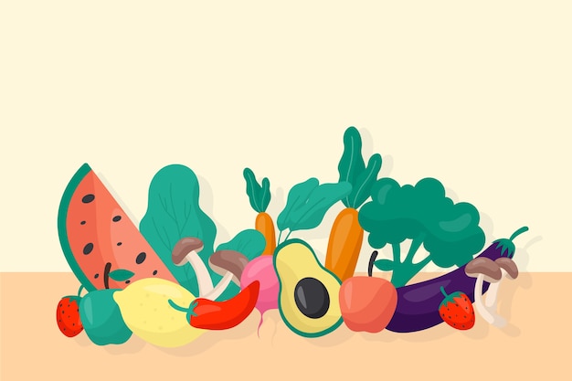 Fruits and vegetables background style