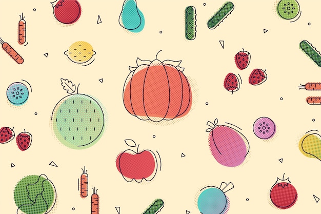 Free vector fruits and vegetables background