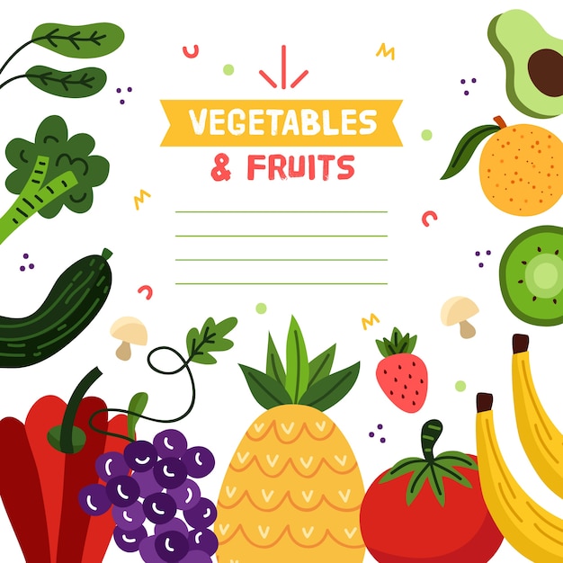 Free vector fruits and vegetables background