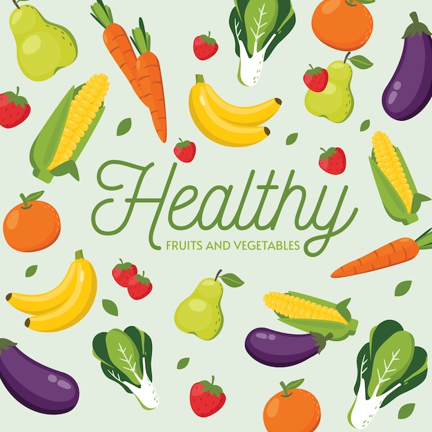 Free vector fruits and vegetables background