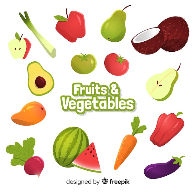 Free vector fruits and vegetables collection