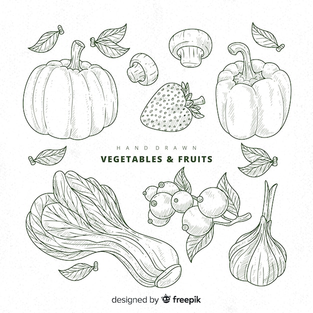 Free vector fruits and vegetables collection