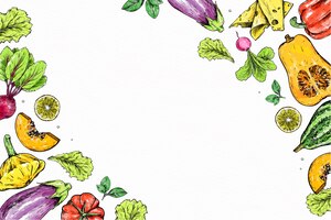 Fruits and vegetables hand made illustration