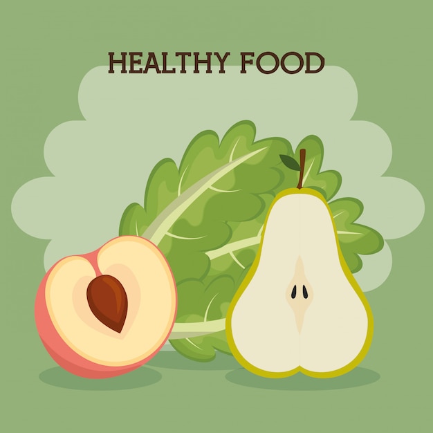 Free vector fruits and vegetables healthy food