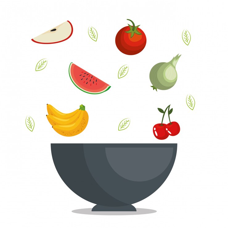 Free Vector fruits and vegetables healthy food