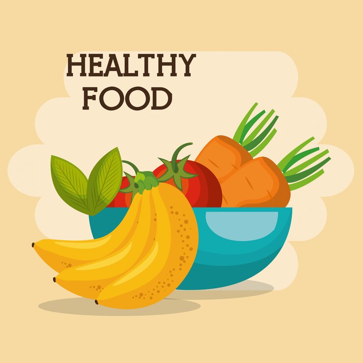 Free Vector fruits and vegetables healthy food