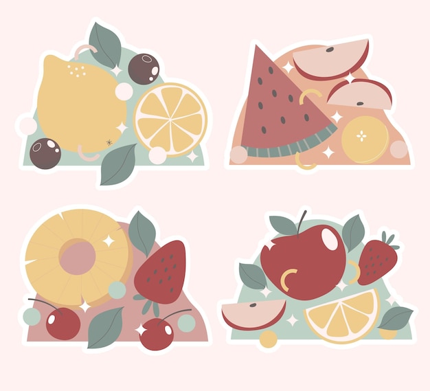 Free vector fruits and vegetables sticker collection