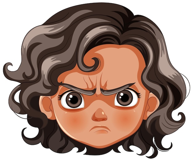 Free vector frustrated cartoon girl with furrowed brow