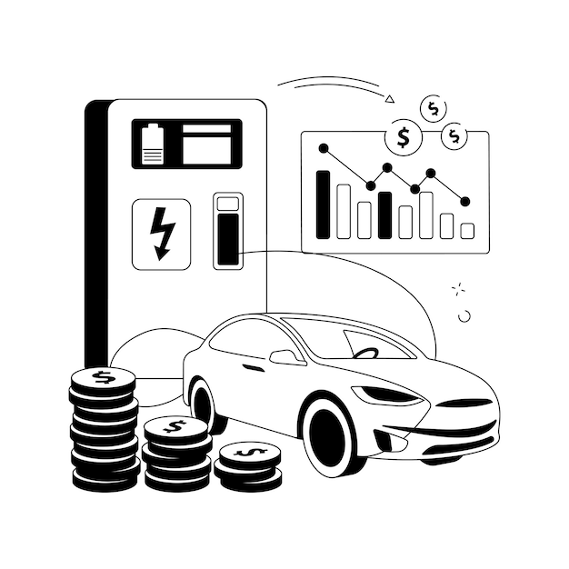 Risparmio di carburante concetto astratto illustrazione vettoriale gas chilometraggio risparmio di carburante efficiente verde motore ecologico stazione di servizio ricarica manuale indicatore calibro auto elettrica ibrida astratta metafora