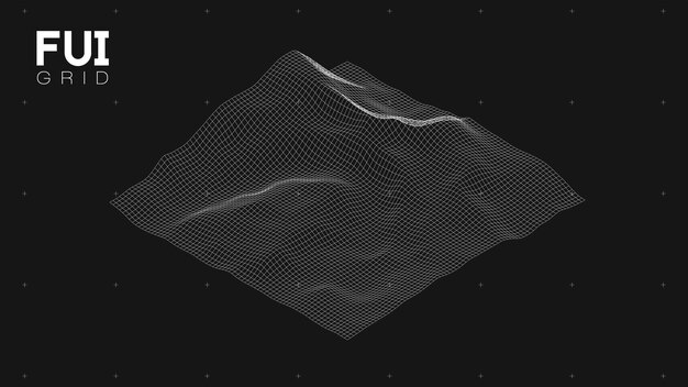 FUI GUI 3D 벡터 풍경 스캔 그리드 추상 미래 배경 공상 과학 하이테크 디자인
