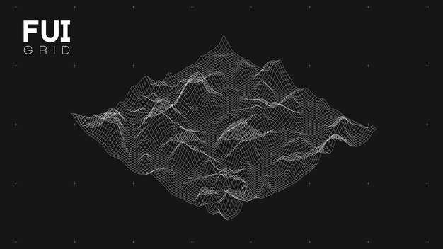 fui gui 3d vector landscape scan grid abstract futuristic background scifi hitech design