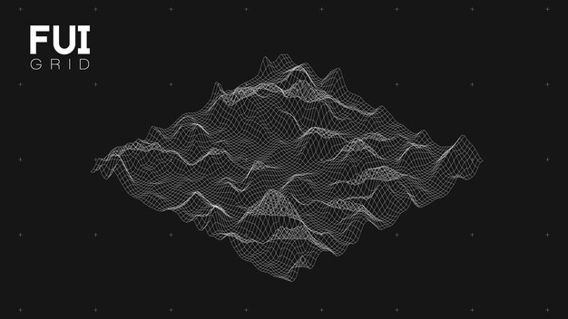 FUI GUI 3D 벡터 풍경 스캔 그리드 추상 미래 배경 공상 과학 하이테크 디자인