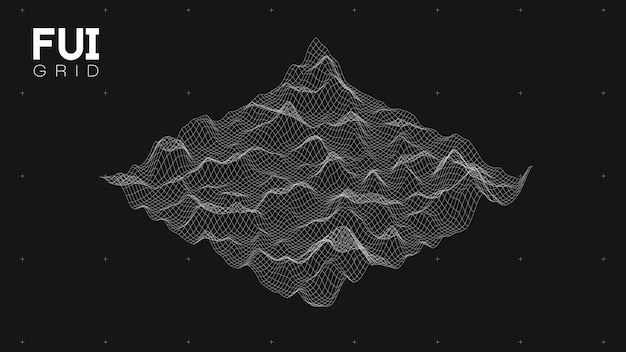 Fui gui 3d vector landscape scan grid абстрактный футуристический фон scifi hitech дизайн
