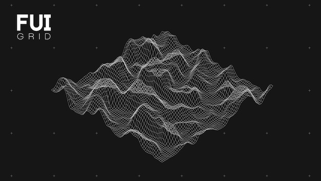 Бесплатное векторное изображение fui gui 3d vector landscape scan grid абстрактный футуристический фон scifi hitech дизайн