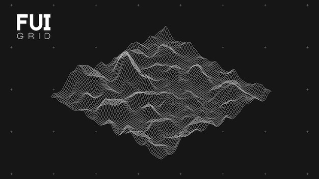 FUI GUI 3D 벡터 풍경 스캔 그리드 추상 미래 배경 공상 과학 하이테크 디자인