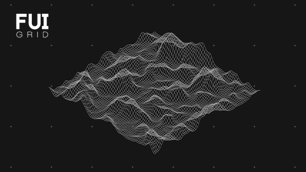 FUI GUI 3D 벡터 풍경 스캔 그리드 추상 미래 배경 공상 과학 하이테크 디자인