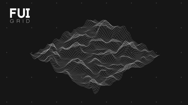 fui gui 3d vector landscape scan grid abstract futuristic background scifi hitech design