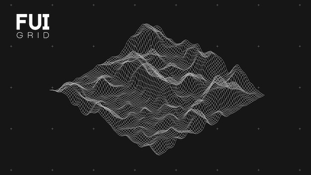 Fui gui 3d vector landscape scan grid абстрактный футуристический фон scifi hitech дизайн
