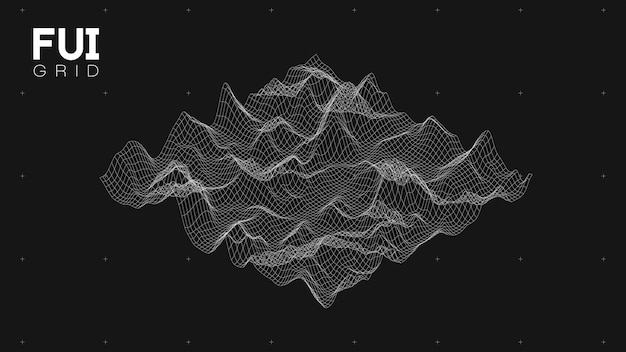 Fui gui 3d vector landscape scan grid abstract futuristic background scifi hitech design