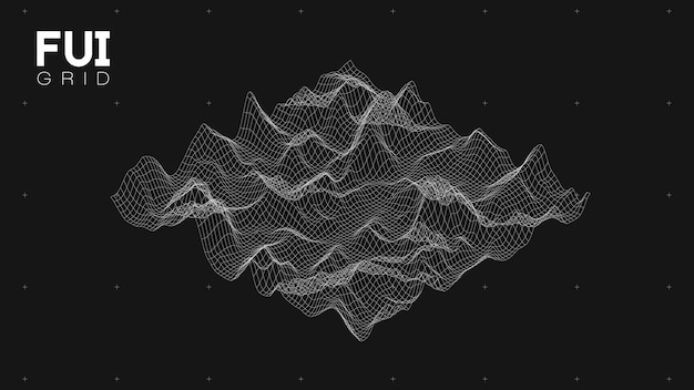 Fui gui 3d 벡터 풍경 스캔 그리드 추상 미래 배경 공상 과학 하이테크 디자인