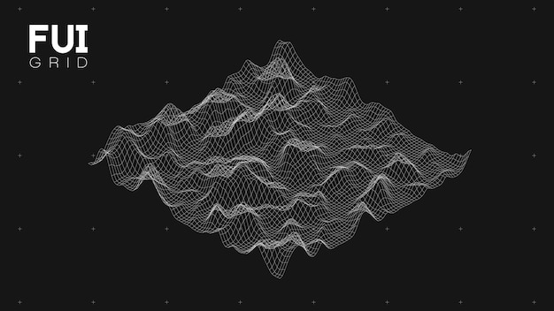 FUI GUI 3D Vector Landscape Scan Grid Абстрактный футуристический фон SciFi HiTech дизайн