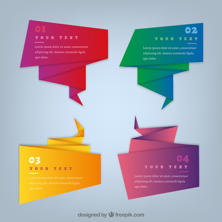 Free Vector full color banners, paper effect