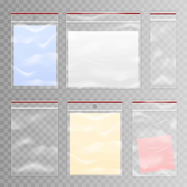 Free vector full and empty transparent plastic bag set