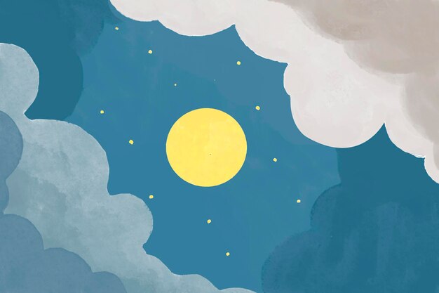 Free Vector full moon cloudy night sky aesthetic background vector