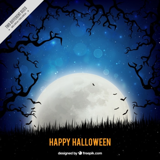 Бесплатное векторное изображение Полная луна для счастливого хэллоуина