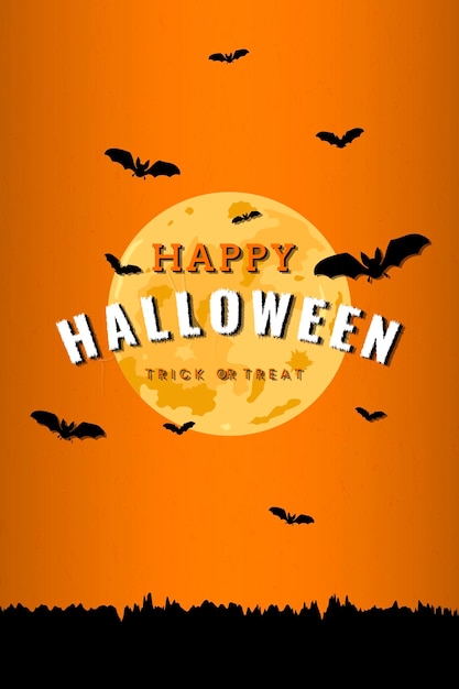 Free vector full moon patte on orange halloween background vector