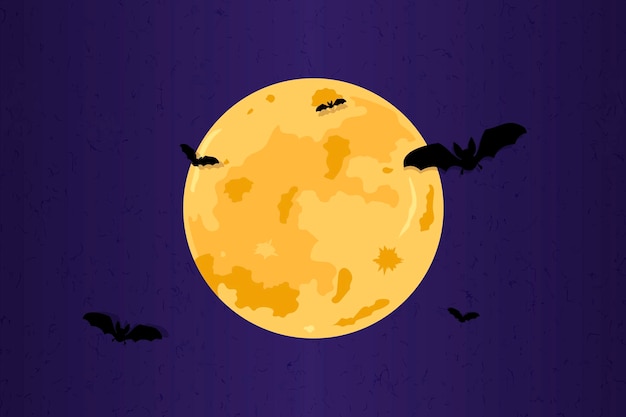 Free vector full moon pattern on purple halloween background vector