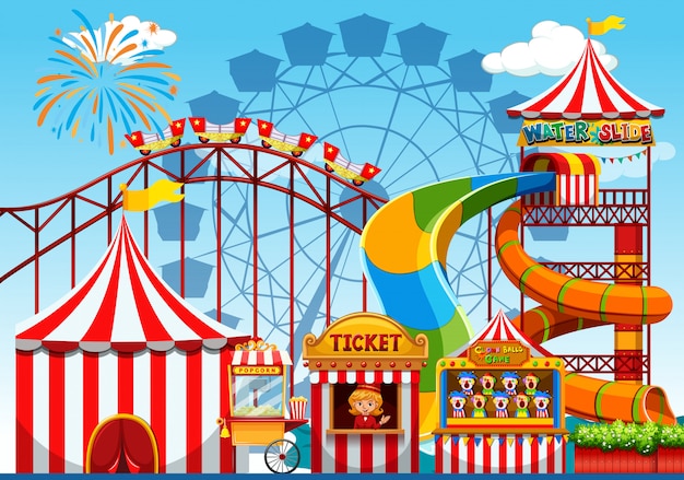 Free vector fun amusement park illustration