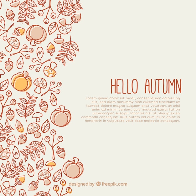 Fun background with hand drawn autumn elements