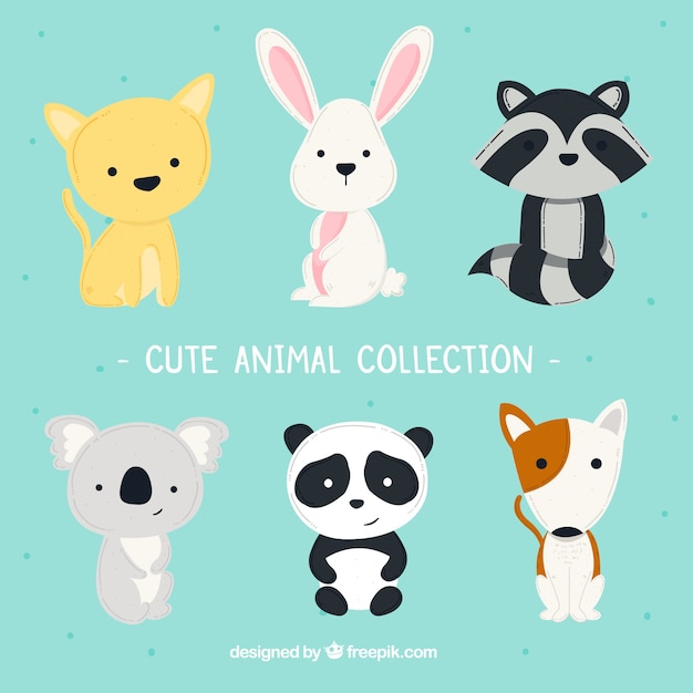 Free vector fun collection of cute animals